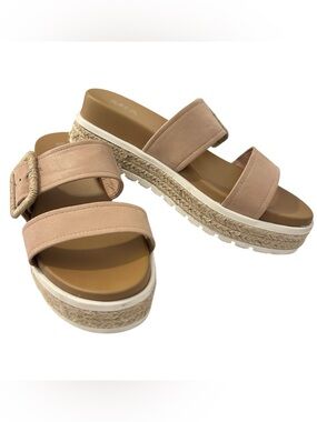 MIA Kenzy Women's Platform Sandal Espadrille Pink Blush Suede Size 9 WORN ONCE
